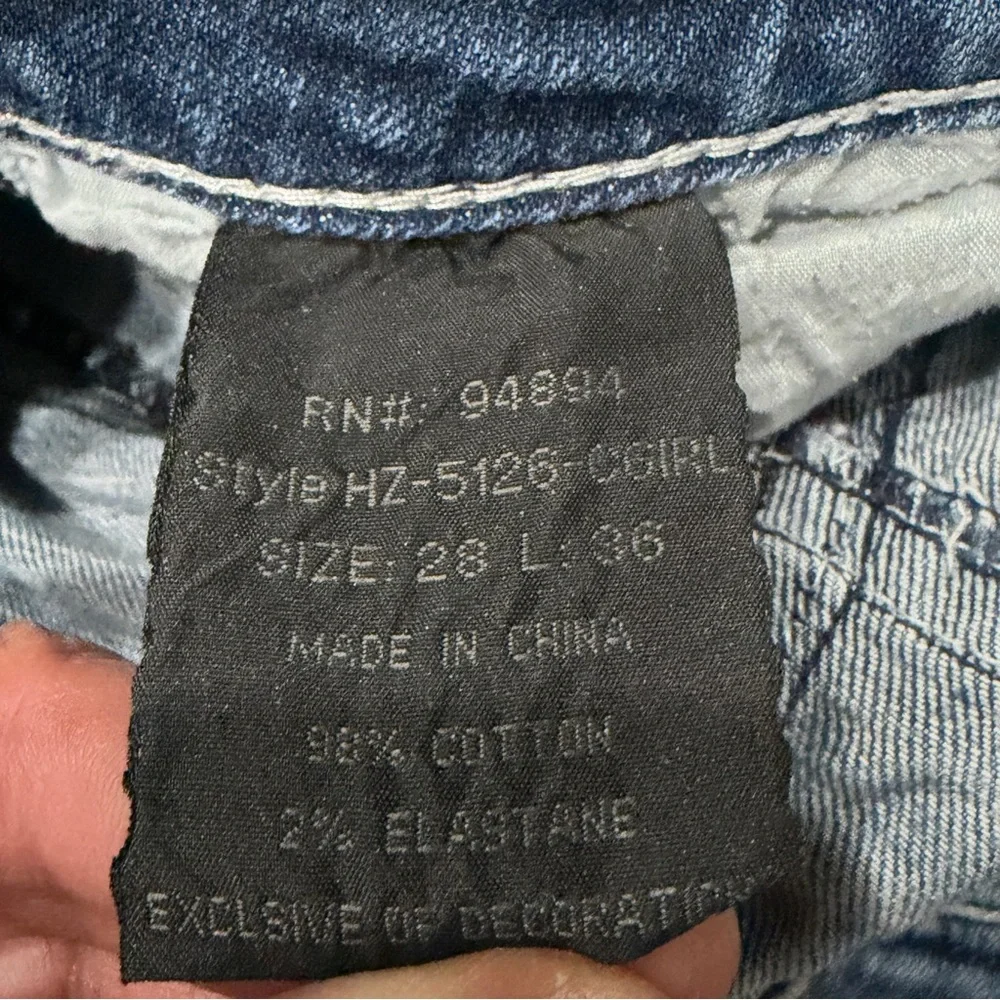 Cedar Rose‎ Cow Girl Jeans HZ5126 Women 29x24 Blue Bling Distressed Cut Offs - Picture 3 of 10